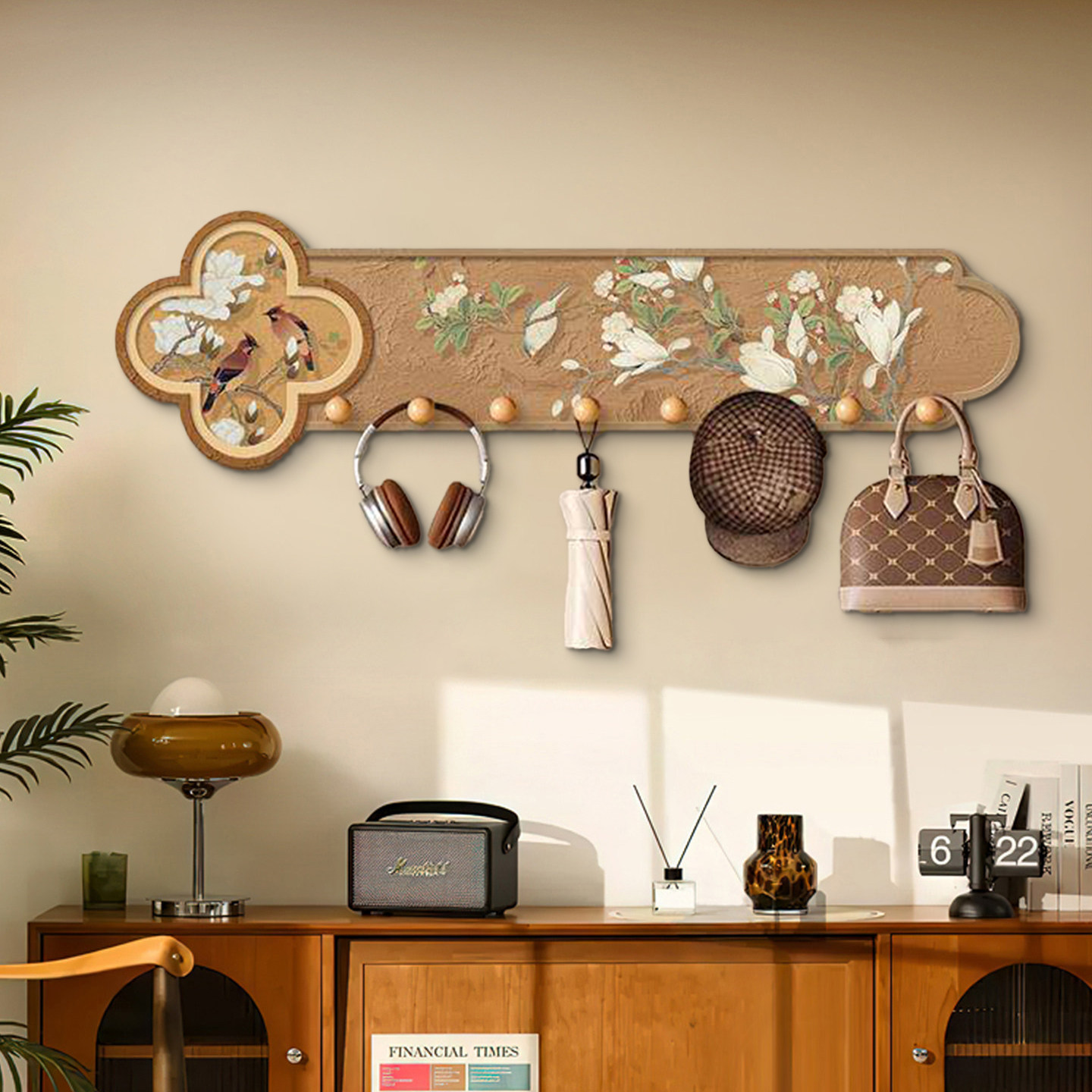 洞洞板挂衣架玄关入户进门墙壁挂一体挂钩中古风免打孔衣帽收纳架,家居饰品,现代装饰画,淘宝优惠券,粉丝福利购,淘宝优惠卷