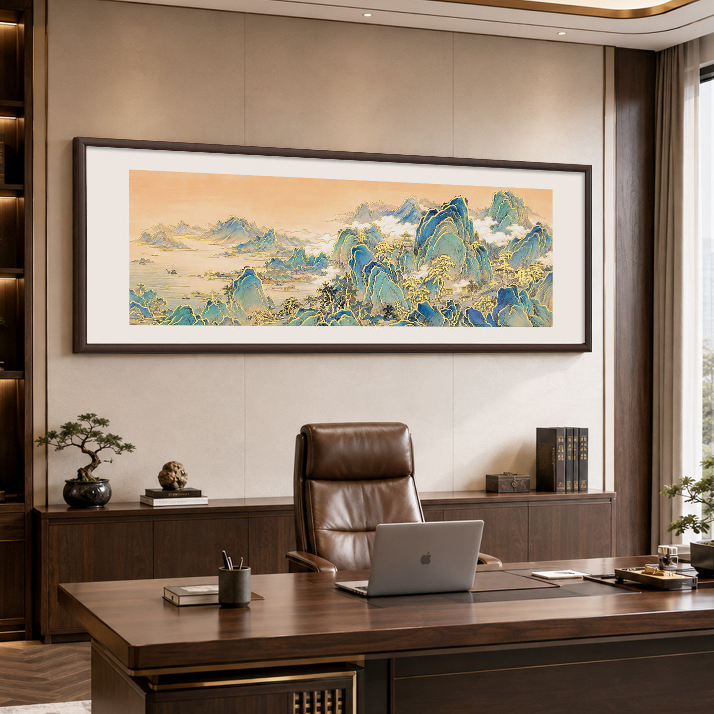 铜雕画山水画靠山图办公室挂画图片