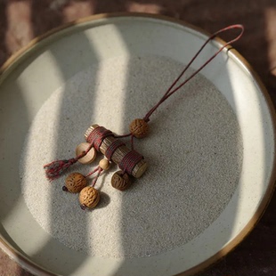 桃木鲜枝子挂件棉绳野生天然桃核平安扣婴儿宝宝随身护外出惊防