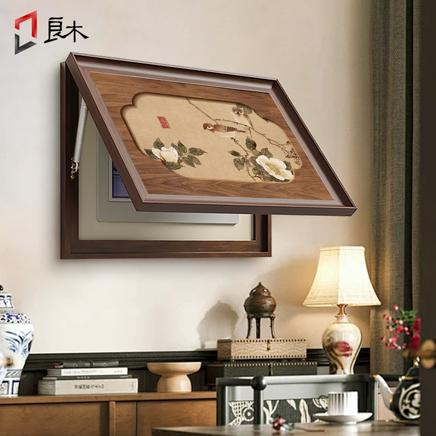 喜上眉梢宋氏美学电表箱装饰画新中式免打孔配电箱遮挡盒盖板挂画,家居饰品,现代装饰画,淘宝优惠券,粉丝福利购,淘宝优惠卷