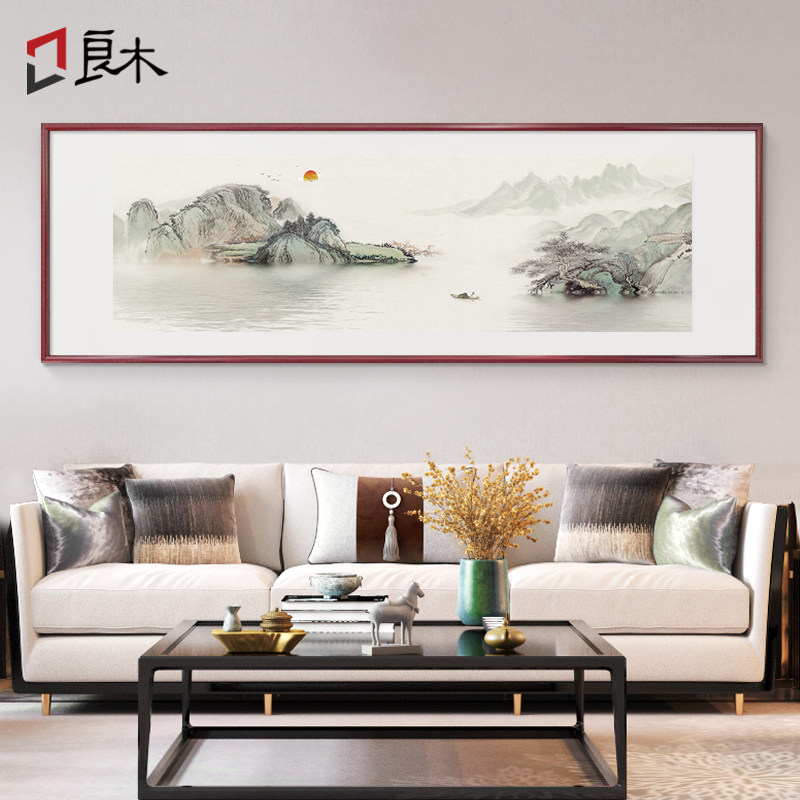 新中式客厅装饰画山水沙发背景墙风景水墨高端大气上档次挂画壁画