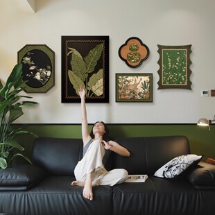 中古风装饰画客厅沙发背景墙挂画宋式美学复古高级感餐厅组合壁画