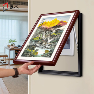 金山聚宝盆山水画新中式竖版电表箱遮挡挂画电闸盒配电箱装饰壁画