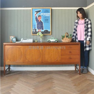 北欧简约复古实木电视柜奶油中古风抽屉柜装饰柜定做储物柜客厅柜