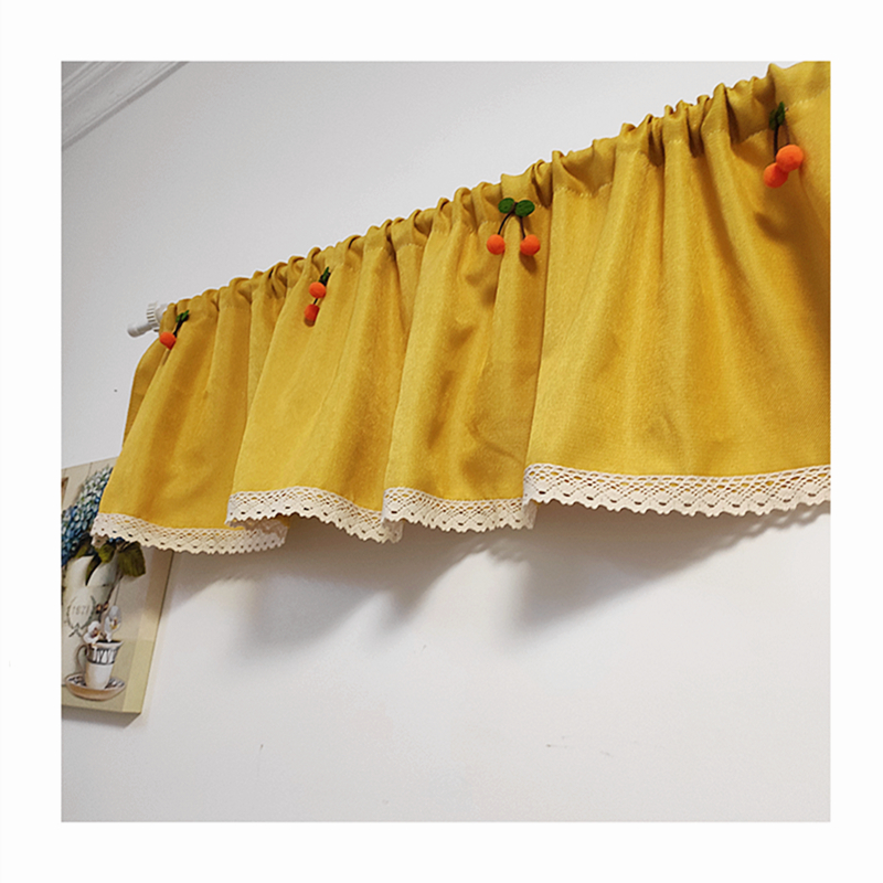 吉凰遮光咖啡帘樱桃半帘黄色