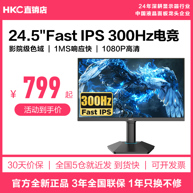 HKC猎鹰24英寸300hz电竞显示器