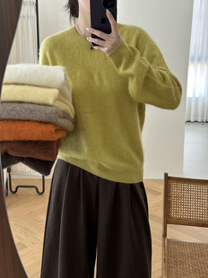 绵羊毛拉绒毛衣女秋冬山羊绒圆领长毛针织衫显瘦百搭拉毛毛衣0256