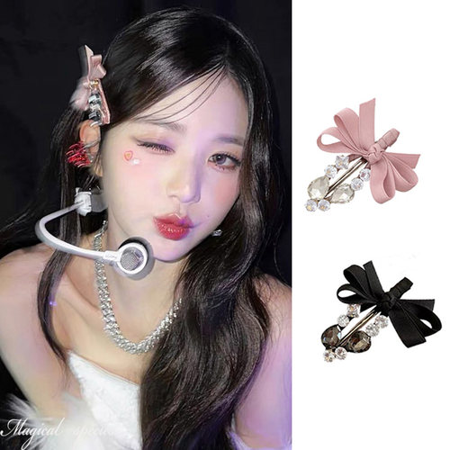 甜美系少女粉色蝴蝶结发夹