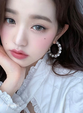 物种 张元英同款闪钻圆圈耳环女简约气质百搭耳圈无耳洞耳夹耳饰