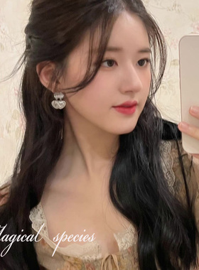 物种 赵露思李一桐同款双爱心锆石耳饰百搭简约温柔甜美耳夹耳环