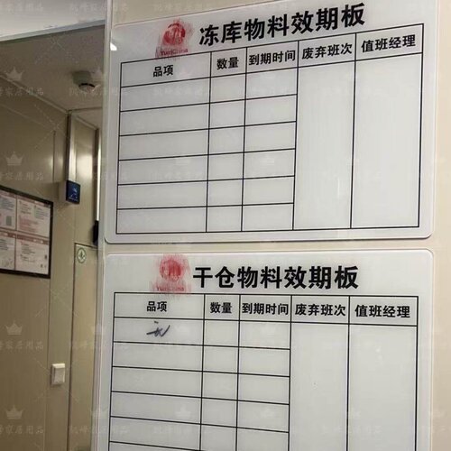 快餐店用用库房物料到期提醒板提示板效期管理工具凯峰