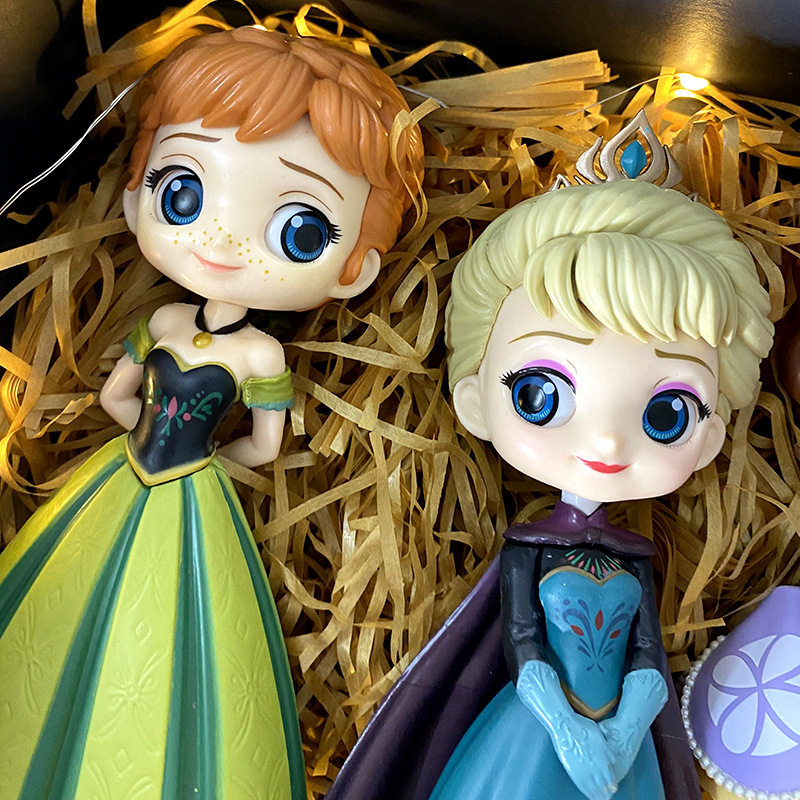 迪士尼爱莎艾莎公主手办安娜美人鱼白雪玩偶冰雪奇缘公仔玩具摆件