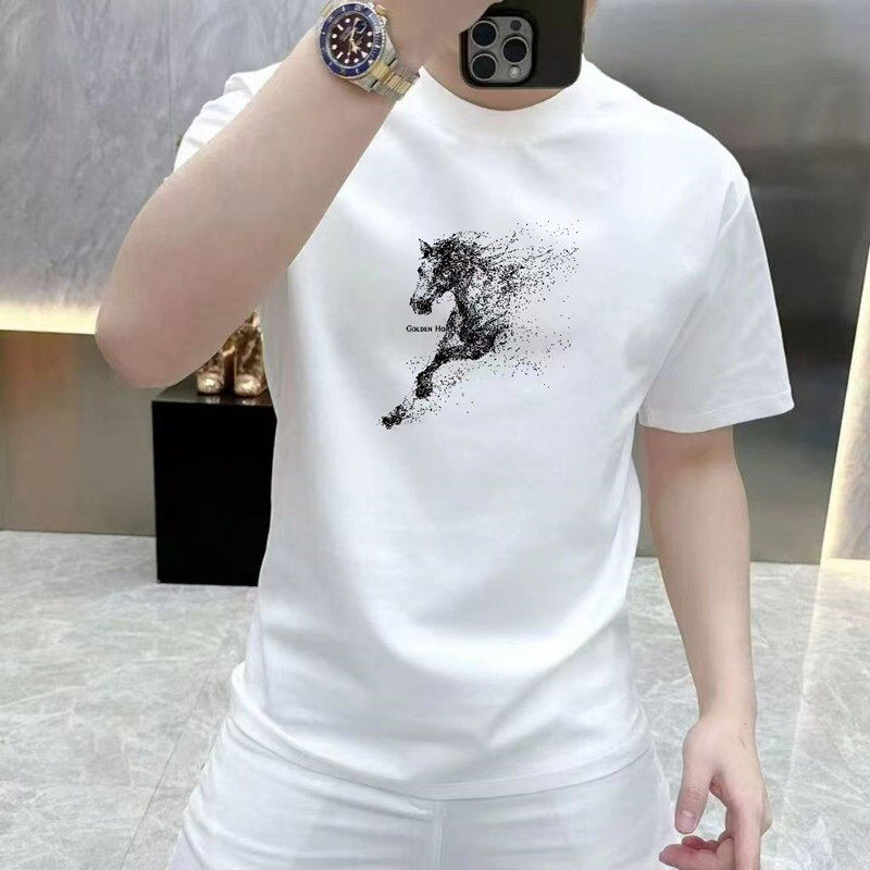 纯棉2026新款痞帅欧美潮牌休闲短袖t恤男士修身款圆领半袖上衣服