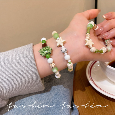 胖迪马卡龙彩色串珠花朵手链手链