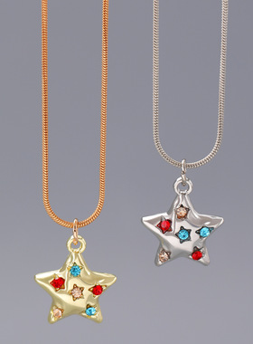 妙雅合金蛇骨链风可爱点钻星项链