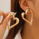 hollowed earrings out 简约Temperament heart shaped for women