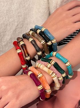 彩色节节高升竹节设计感简约手镯