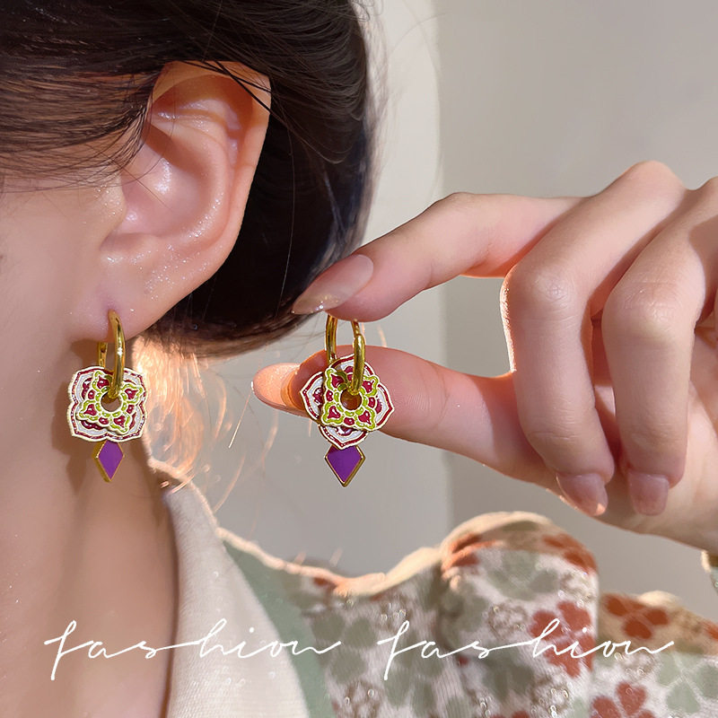 胖迪民族风Purpleenamelc耳环