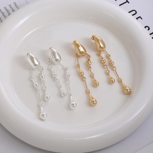 Silver Needle Exquisite Simple Gold tassel Earrings 轻奢耳饰