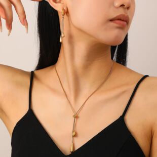 Minimalist style titanium steel necklace earrings 欧美饰品