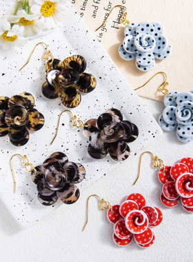 树脂Leopardprintflowerl耳环