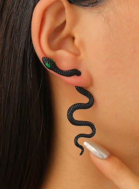 Dark wind set diamond exaggerated snake earrings耳钉全新