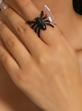 欧美跨境哥特式镂空蜘蛛戒指