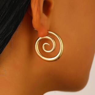 Retro style titanium steel line spiral earrings light luxury