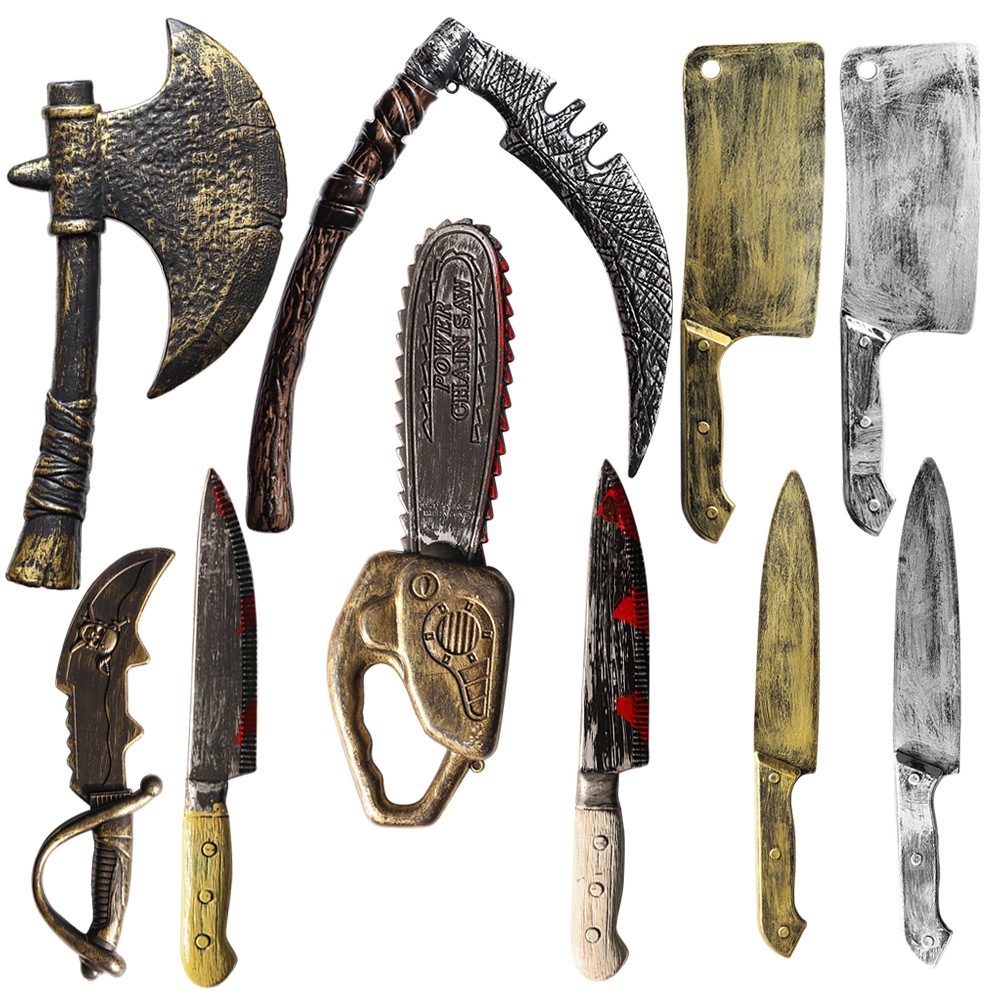 万圣节道具刀带血电锯斧头仿真塑