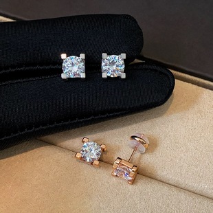 Unique exquisite rose gold square zircon earrings 金色耳环