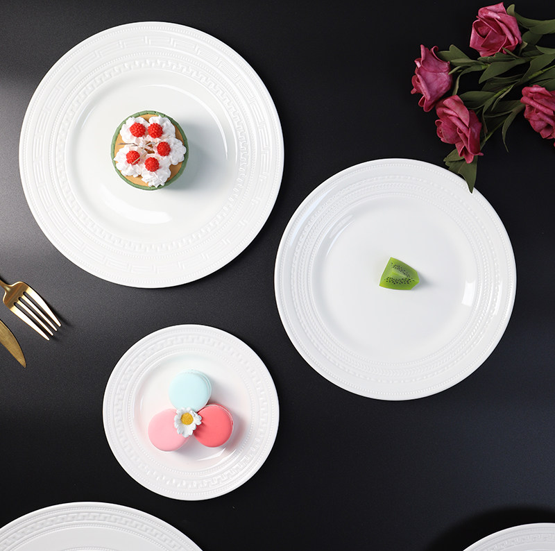 现货英国Wedgwood威基伍德意大利白色浮雕骨瓷餐盘点心盘牛排菜盘