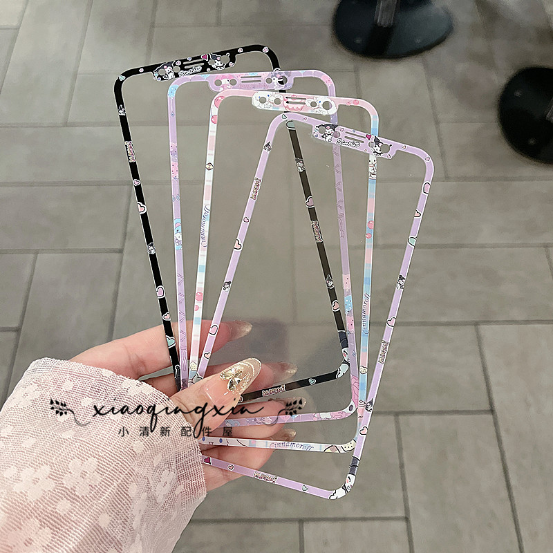 适用苹果卡通钢化玻璃全屏手机膜