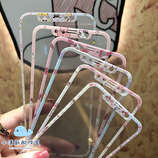 卡通kitty适用苹果17可爱美乐蒂钢化玻璃膜新款iPhone11/12/13/14/15/16promax全屏手机彩膜美少女战士XSmax