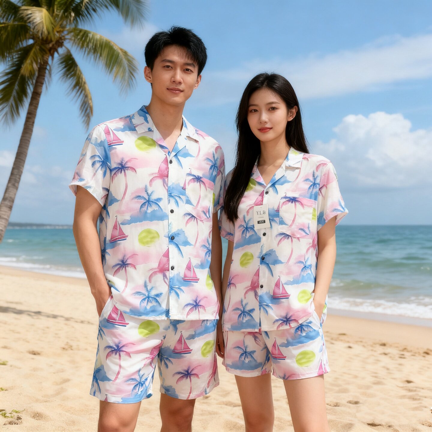 海南三亚旅行休闲男士沙滩裤速干花短裤海边度假花衬衫夏威夷套装