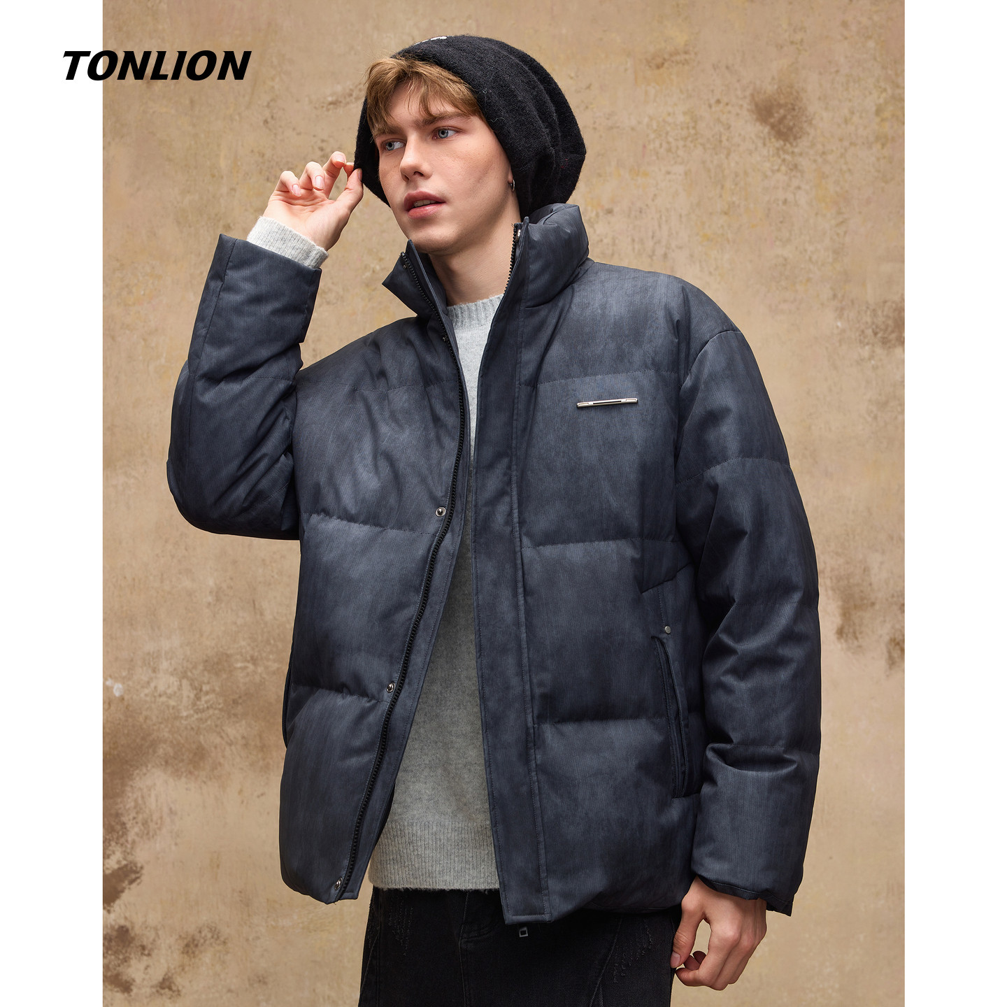 唐狮2025冬季短款羽绒服男士厚款立领小众设计感独特保暖鸭绒外套