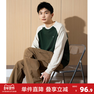 Radiohead春季新款圆领卫衣男学院风撞色宽松套头上衣休闲潮