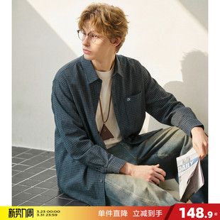 新款 格子设计感男士 长袖 男复古休闲高级感衬衫 衬衫 唐狮2026春秋季