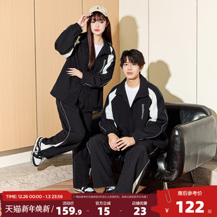 情侣立领拼接休闲宽松外套情侣装 休闲运动套装 潮 新款 唐狮2025秋季