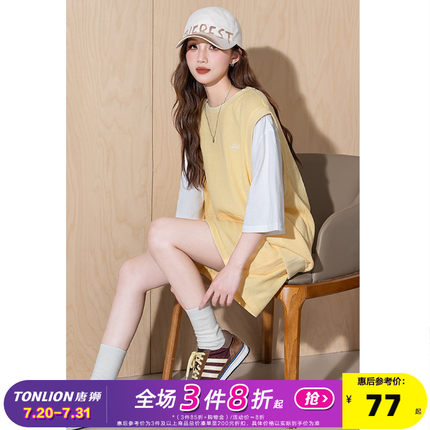 唐狮休闲运动卫衣套装女夏季2025新款小个子短袖短裤套装一整套Q
