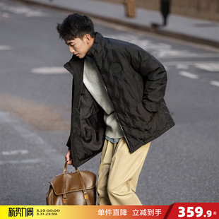 唐狮2026秋冬季短款羽绒服男立领轻薄款黑色时尚百搭设计感潮流
