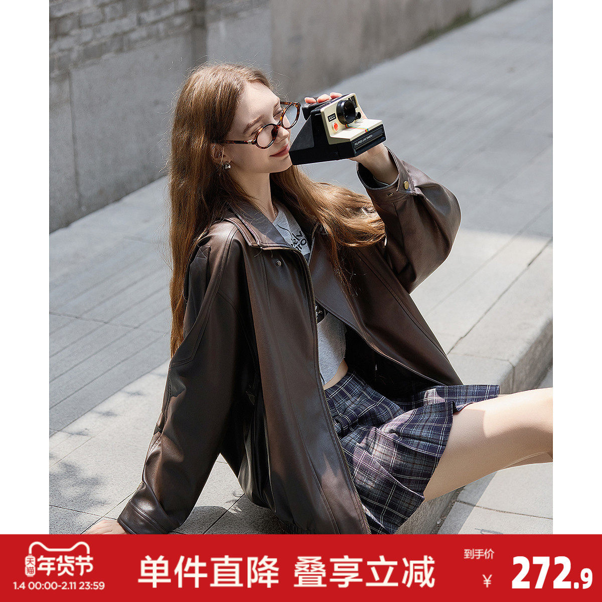 唐狮2025年秋季新款外套女重工复古中性机车皮衣外套PU夹克上衣