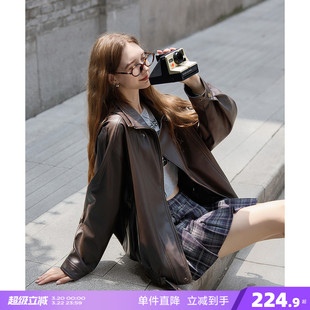 唐狮春季新款外套女重工复古中性机车皮衣外套春秋PU夹克上衣流行