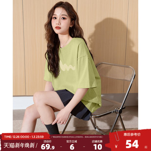 纯棉T恤chic设计感小众宽松上衣 新款 唐狮圆领短袖 T恤女2025春夏季