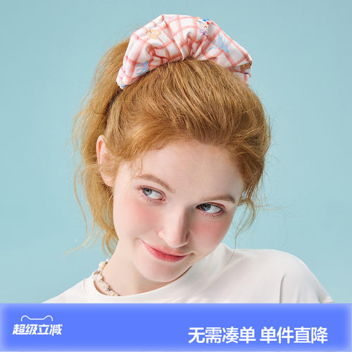【Brunch Brother联名】唐狮2026新款发圈格纹少女头饰扎发头绳