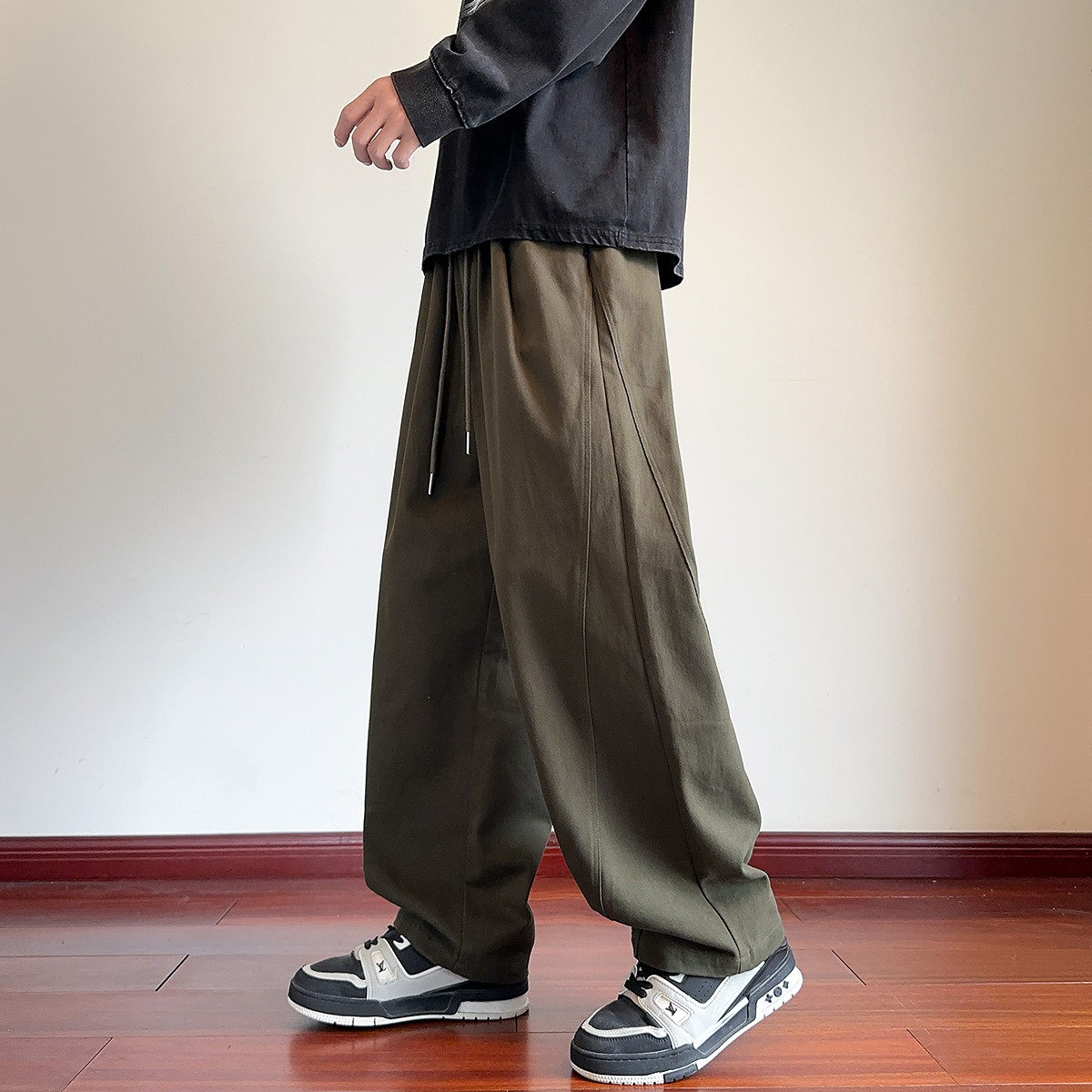 唐狮男士休闲裤2025秋季新款韩版宽松显瘦百搭时尚潮牌痞帅哈伦裤