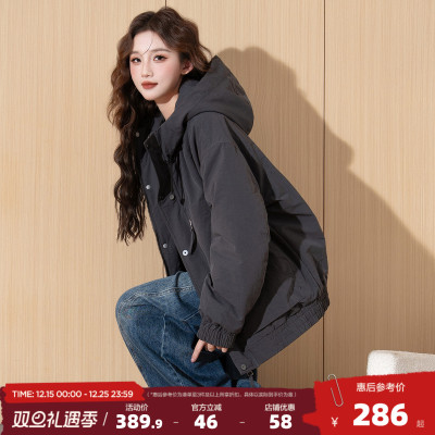 唐狮2025冬装女连帽棉衣外套加厚派克服防寒女冬季棉服短款保暖