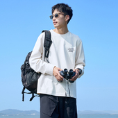 T恤男纯色圆领宽松印花宽松内搭打底衫 长袖 潮流 新款 唐狮春季