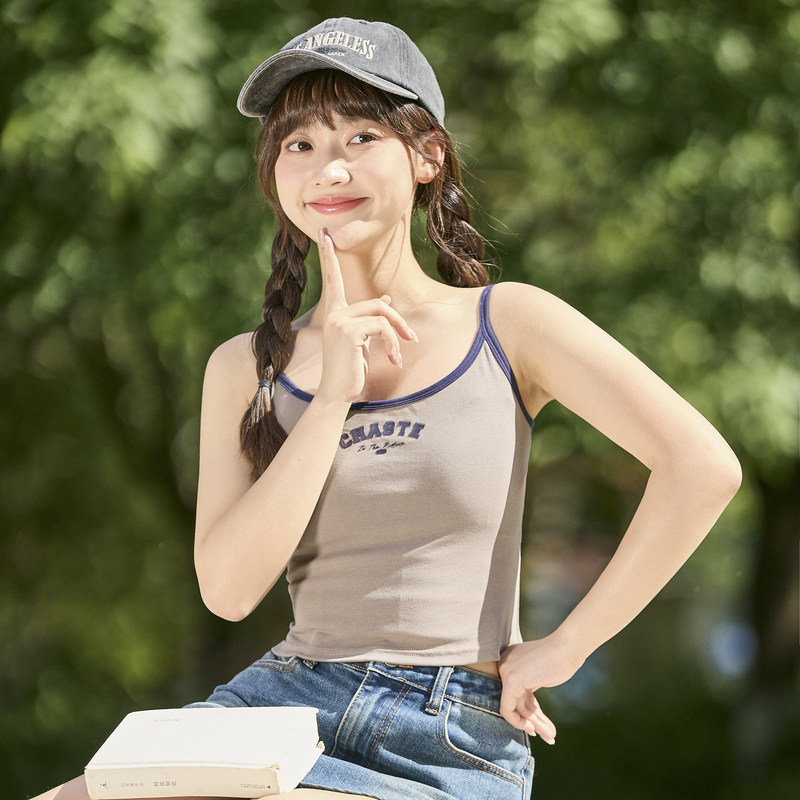 唐狮2024夏季新款吊带背心女白色美式高级打底内搭美背小上衣外穿