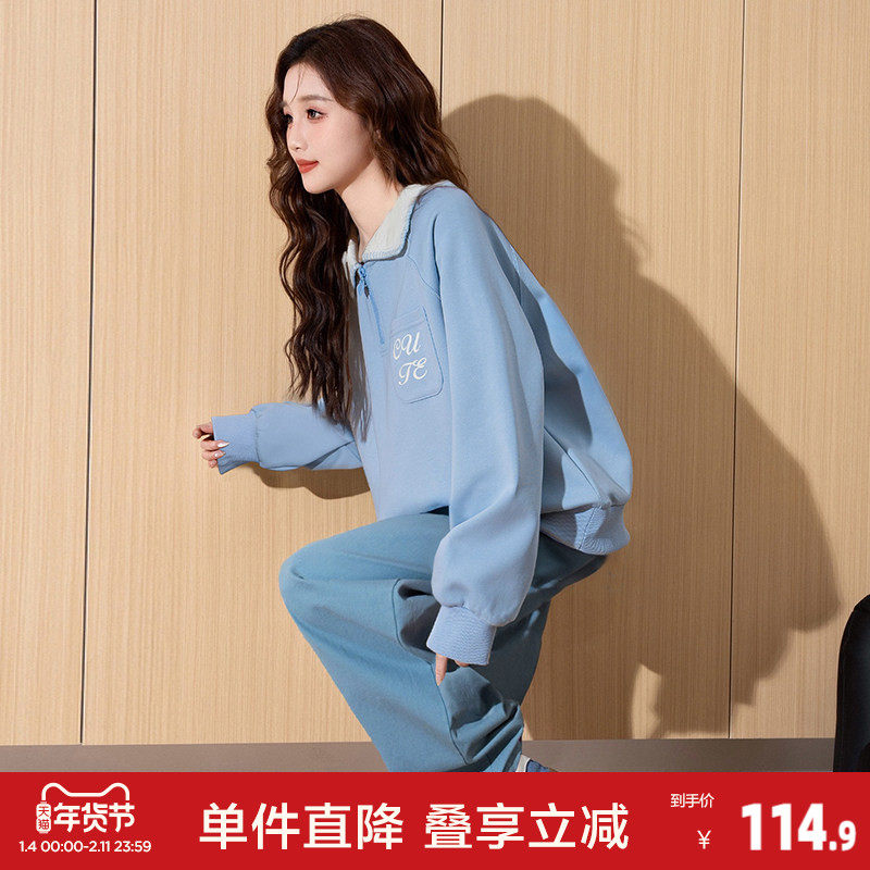 唐狮2026春季新款女polo短款撞色宽松显瘦长袖上衣蓝色爆款设计感,女装/女士精品,POLO衫,淘宝优惠券,粉丝福利购,淘宝优惠卷