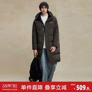唐狮2026冬季羽绒外套新款连帽中长款羽绒服男款黑色加厚保暖宽松